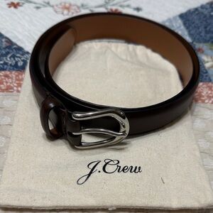J. Crew Dark Brown Leather Belt with Silver Buckle